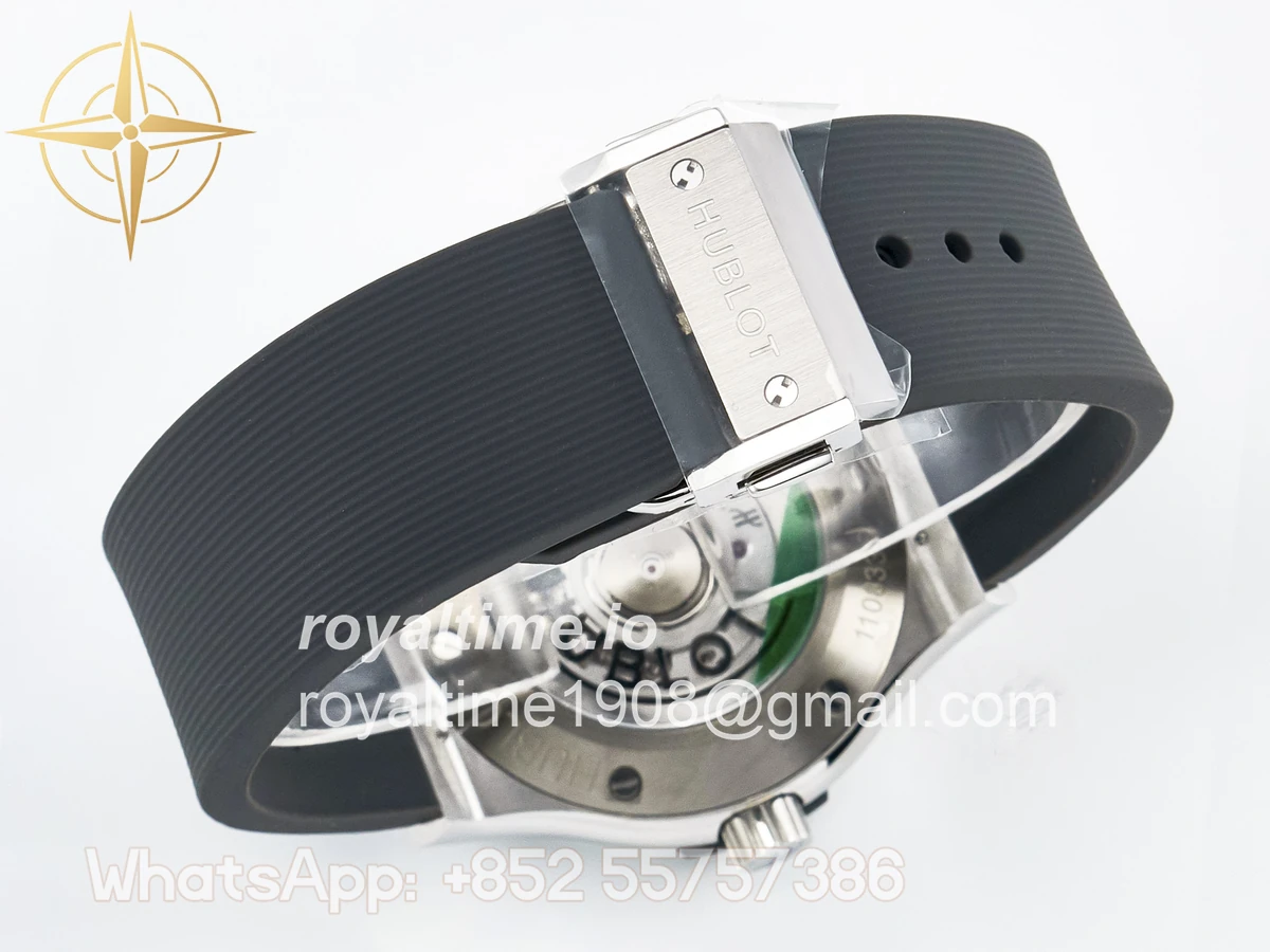 Hublot Classic Fusion Bang 42mm HBF Gray Dial Diamonds Bezel on Gray Rubber Strap A2892 - Image 15