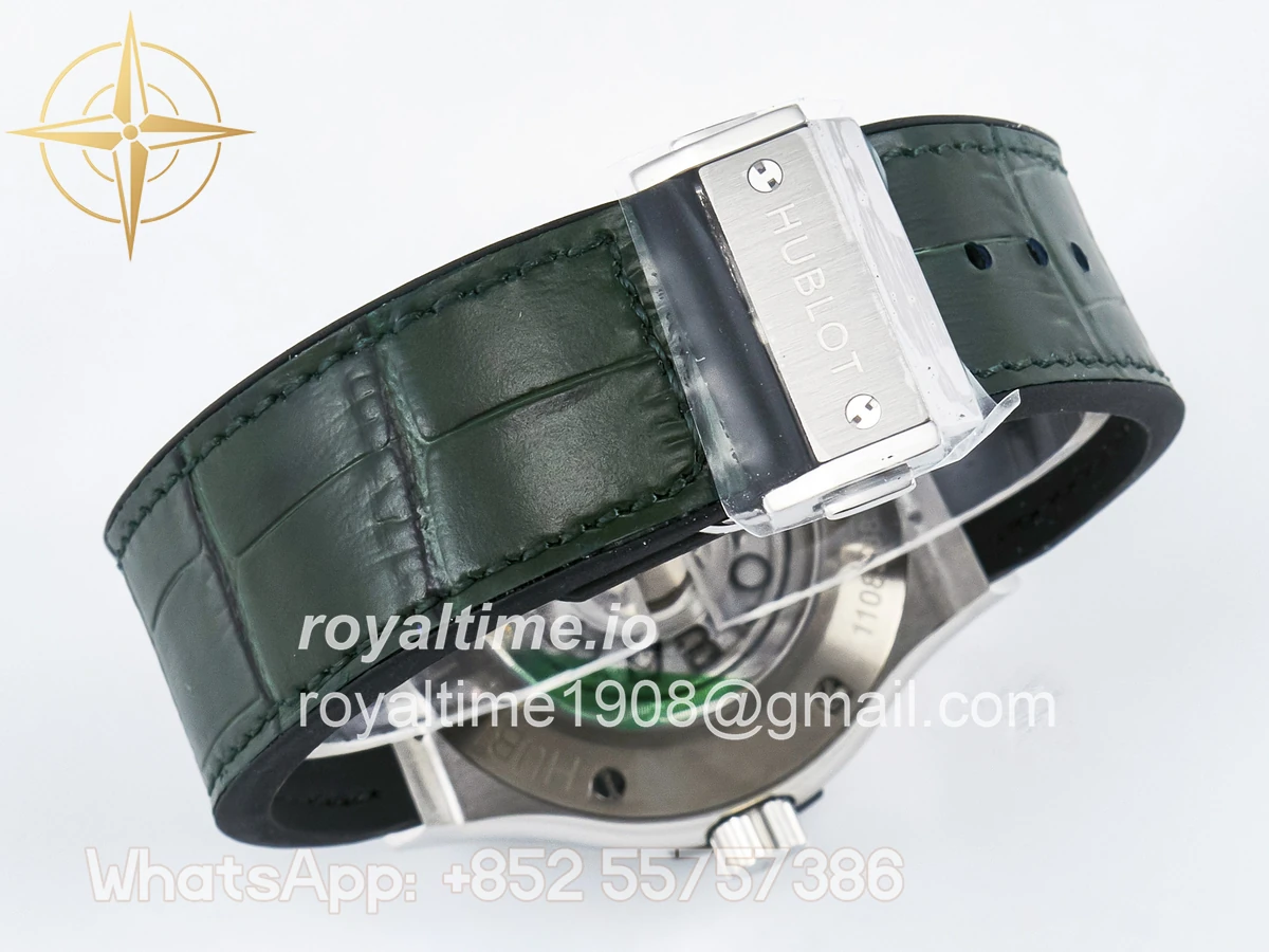 Hublot Classic Fusion Bang 42mm HBF Green Dial Diamonds Bezel on Green Leather Strap A2892 - Image 15