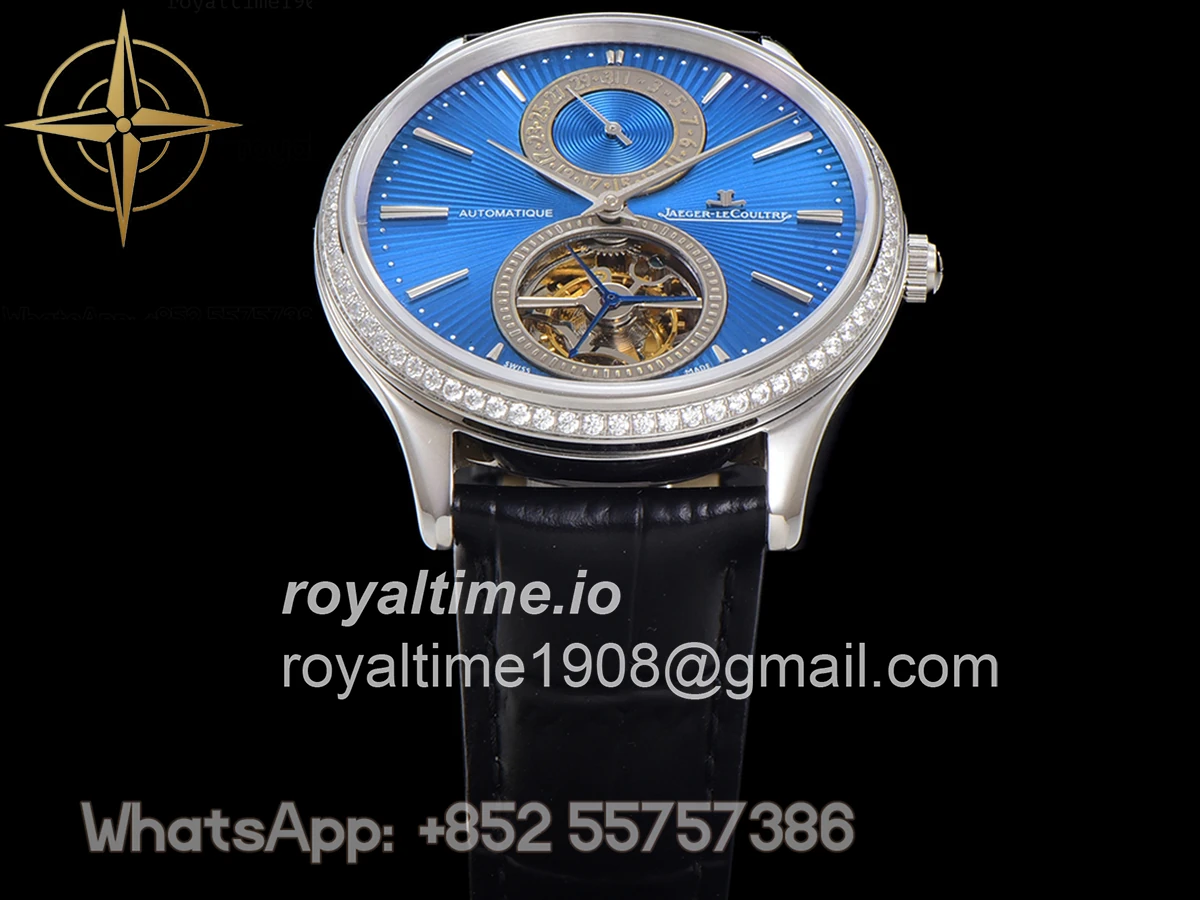 Jaeger-LeCoultre Master Ultra Thin Tourbillon Blue Dial with Diamond Bezel in White Gold - Image 15