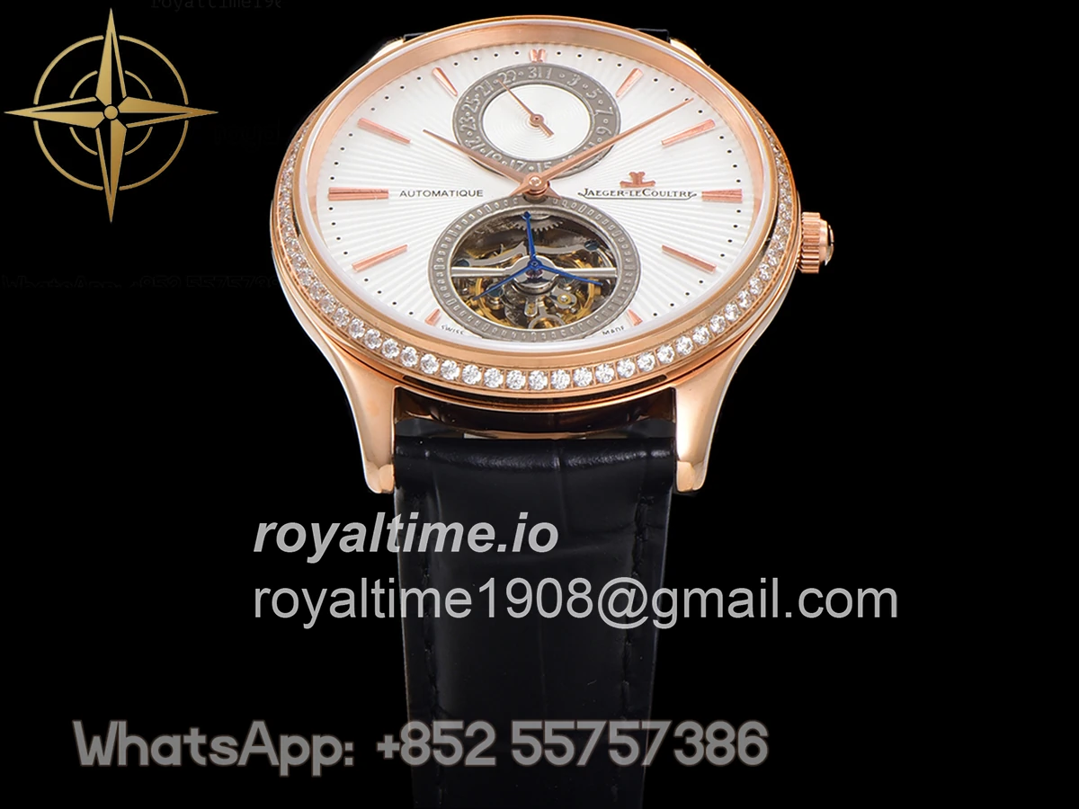 Jaeger-LeCoultre Master Ultra Thin Tourbillon White Dial with Diamond Bezel in Rose Gold - Image 15