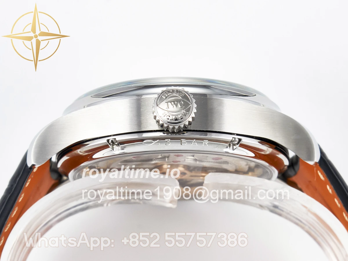 IWC IW5034 Portugieser Perpetual Calendar SS V9F Blue Dial on Black Leather Strap A52610 - Image 15