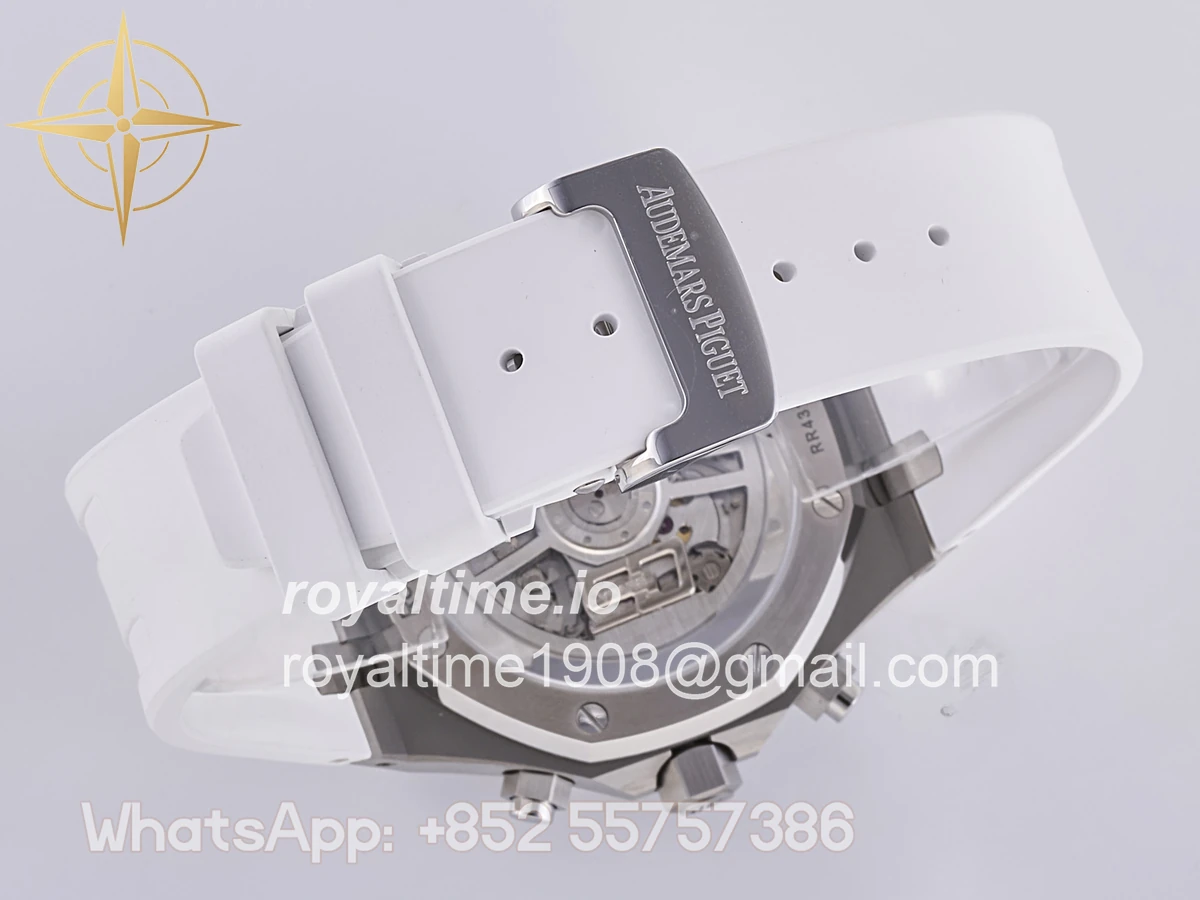 Audemars Piguet Royal Oak Chrono 26240 SS DDF Silver Dial on White Rubber Strap DD4401 (50th Anniversary) - Image 15
