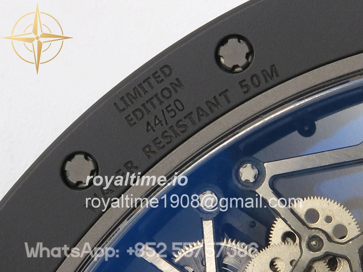 Richard Mille RM035 Americas Manual Carbon/Black Ceramic ZF Skeleton Dial On Black Rubber Strap RMUL1 - Image 15