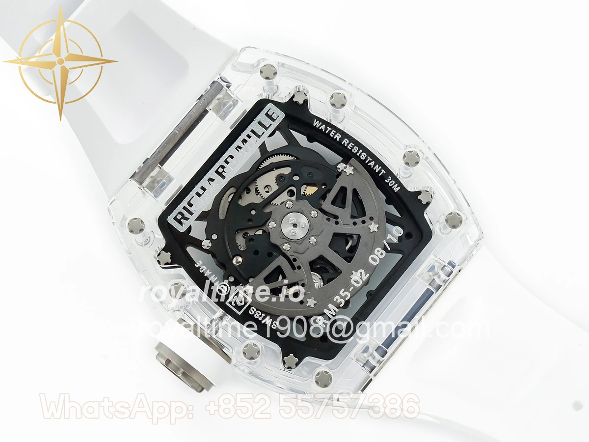 Richard Mille RM035 TRANSPARENT SONIC Skeleton Dial on White Rubber Strap RMUL2 V2 - Image 15