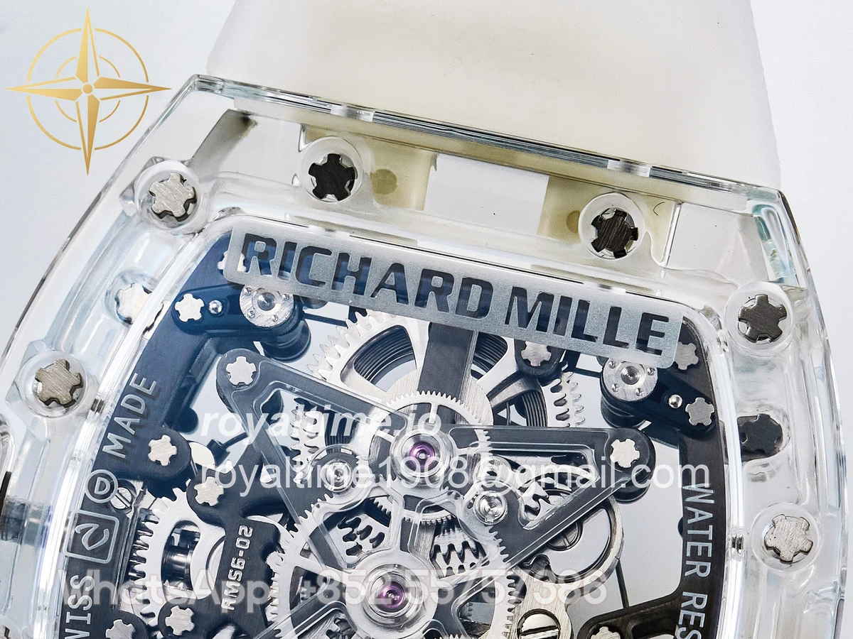 Richard Mille RM56-02 Transparent Tourbillon RMF Skeleton White Dial on Transparent Rubber Strap - Image 16