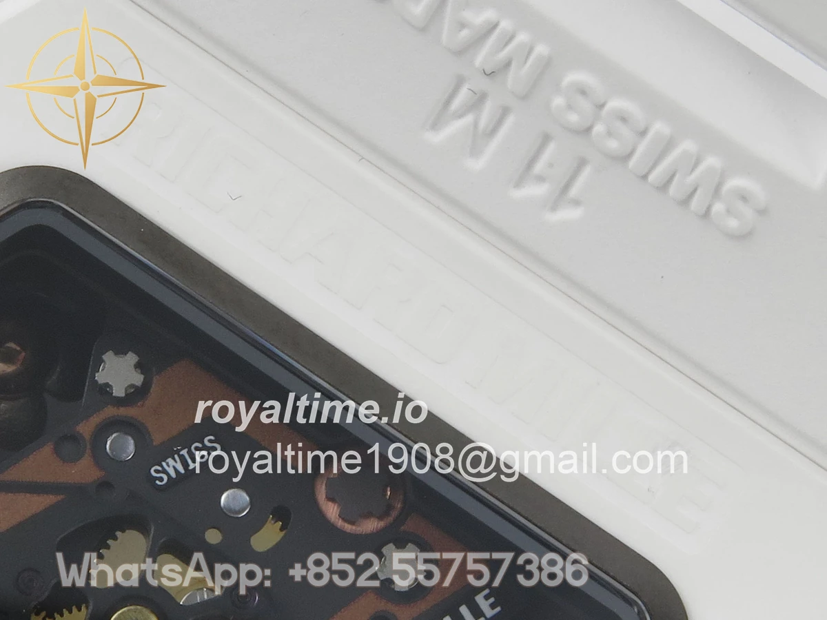 Richard Mille RM88 Tourbillon Smiley White Ceramic RMF on White Rubber Strap - Image 16
