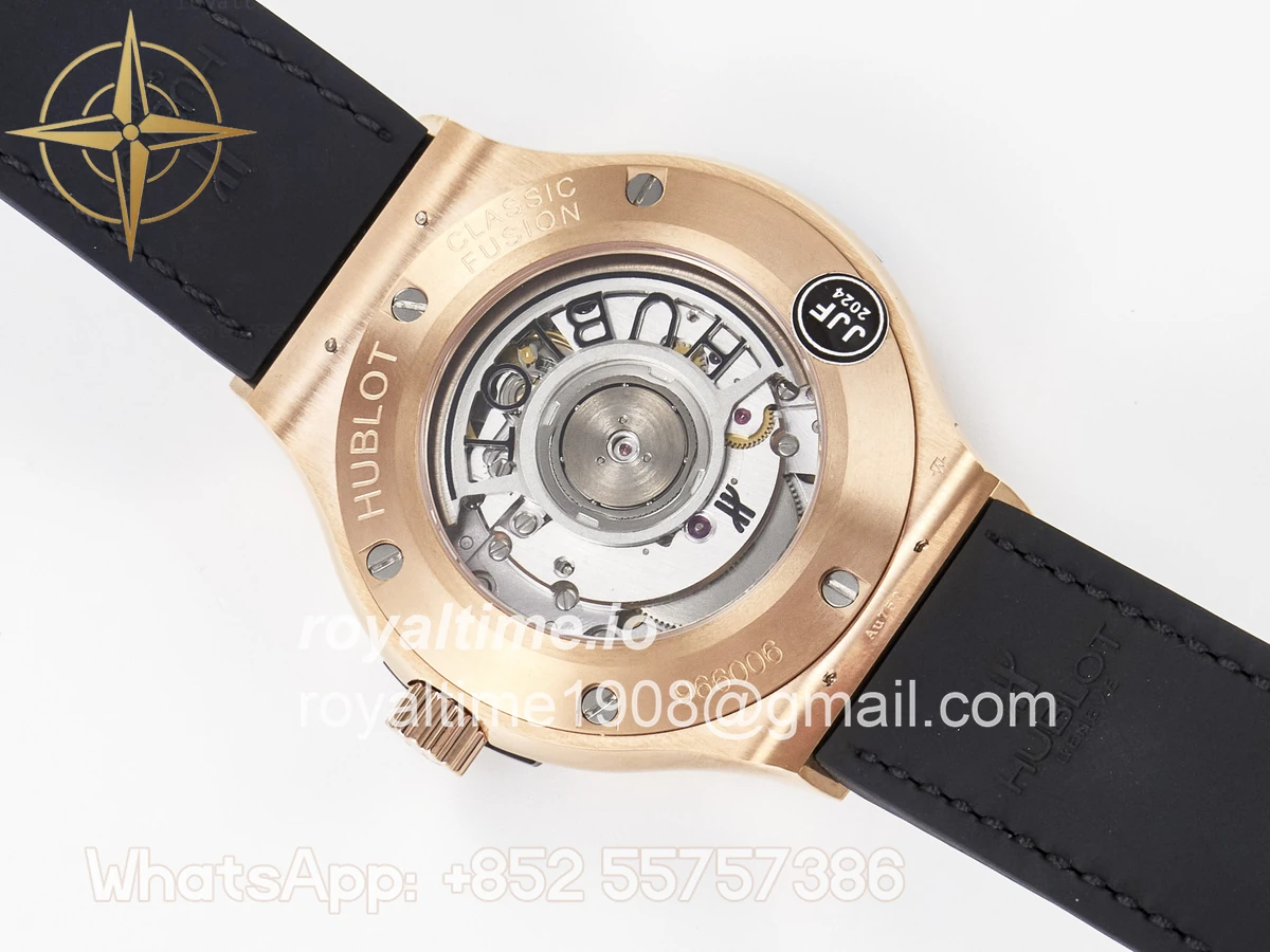 Hublot Classic Fusion 38mm RG JJF Black Dial on Black Gummy Leather Strap - Image 16