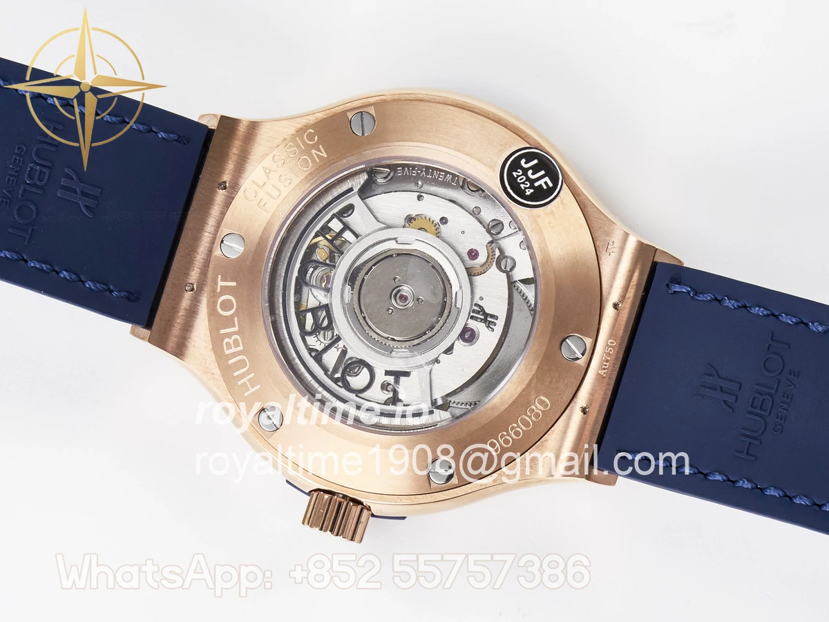 Hublot Classic Fusion 38mm RG JJF Blue Dial on Blue Gummy Leather Strap - Image 16