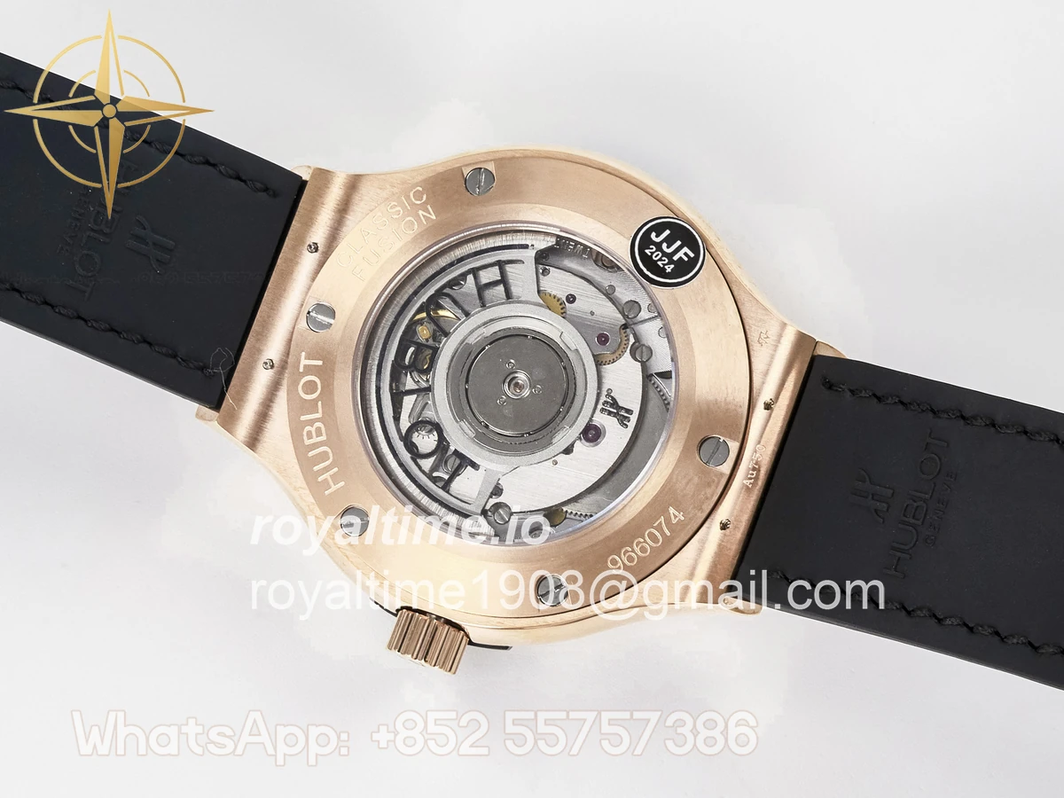 Hublot Classic Fusion 38mm RG JJF Gray Dial on Black Gummy Leather Strap - Image 16