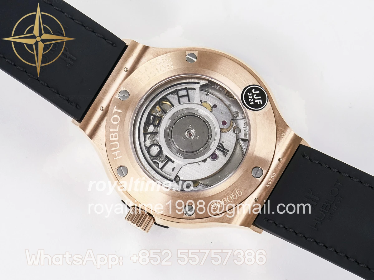 Hublot Classic Fusion 38mm RG JJF White Dial on Black Gummy Leather Strap - Image 16