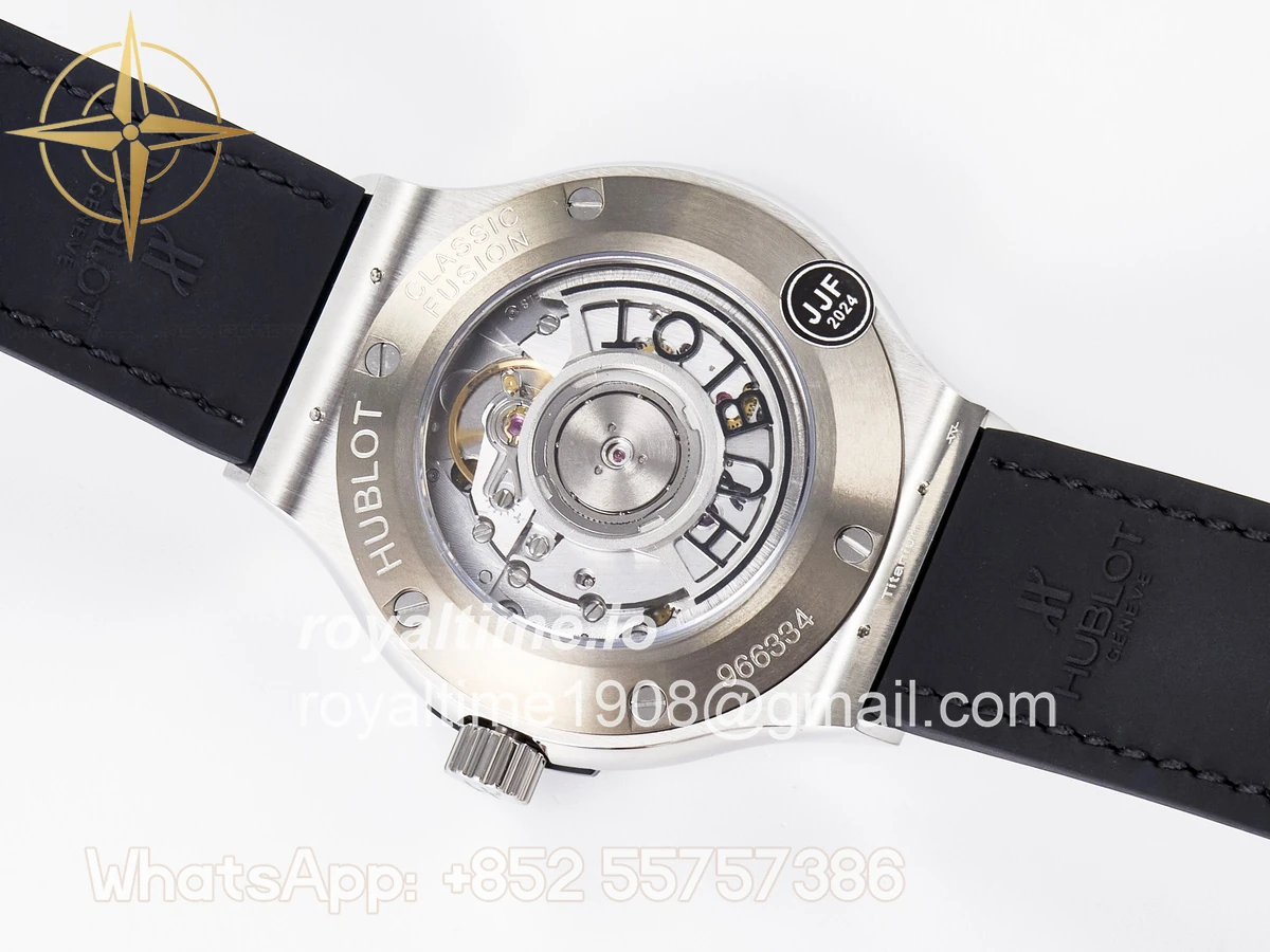 Hublot Classic Fusion 38mm SS JJF Black Dial on Black Gummy Leather Strap - Image 16