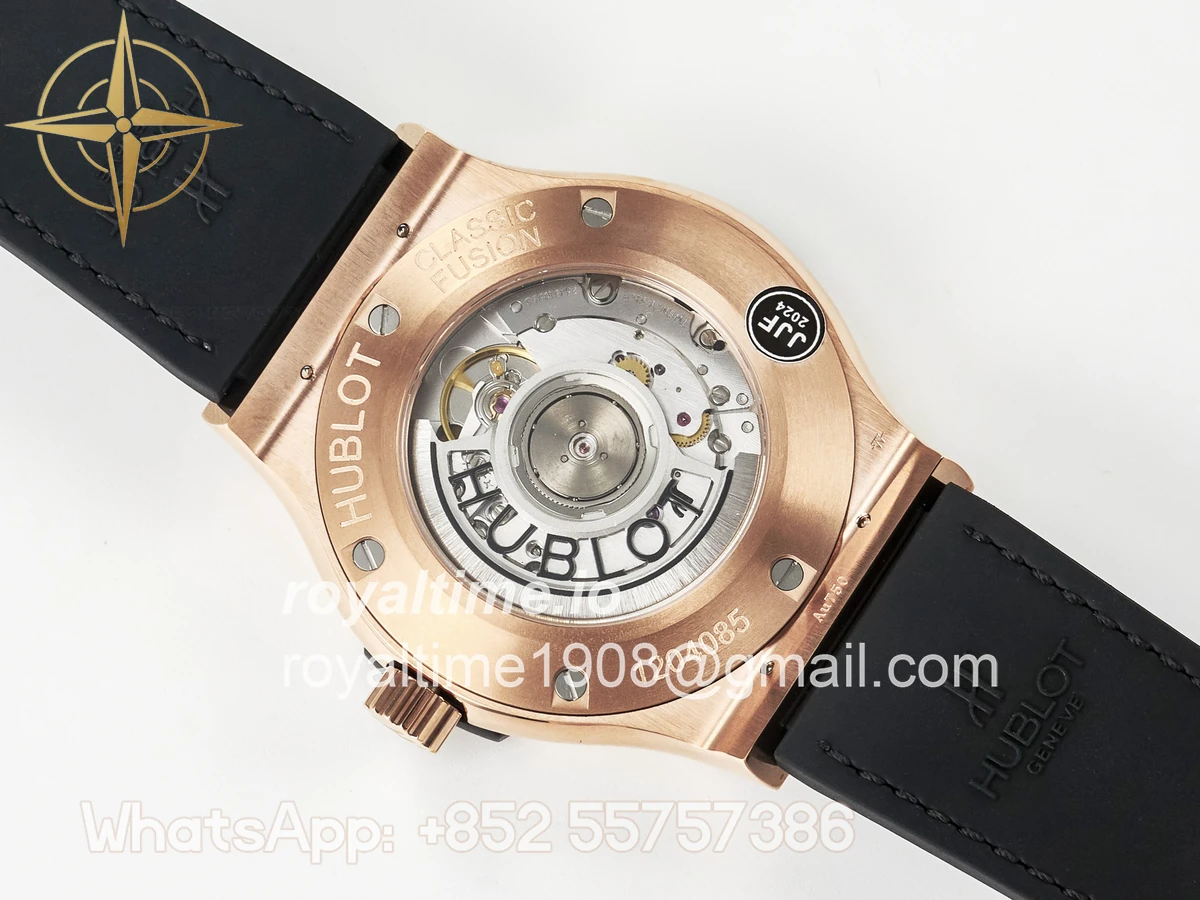 Hublot Classic Fusion 42mm RG JJF Black Dial on Black Gummy Leather Strap - Image 16