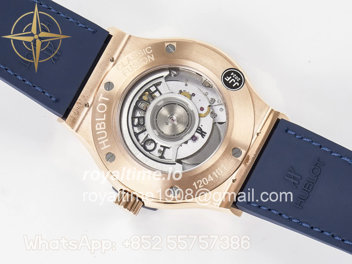 Hublot Classic Fusion 42mm RG JJF Blue Dial on Blue Gummy Leather Strap - Image 16