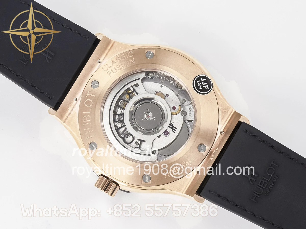 Hublot Classic Fusion 42mm RG JJF White Dial on Black Gummy Leather Strap - Image 16