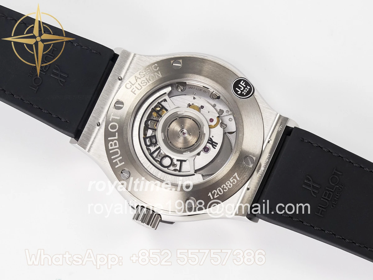 Hublot Classic Fusion 42mm SS JJF Black Dial on Black Gummy Leather Strap - Image 16