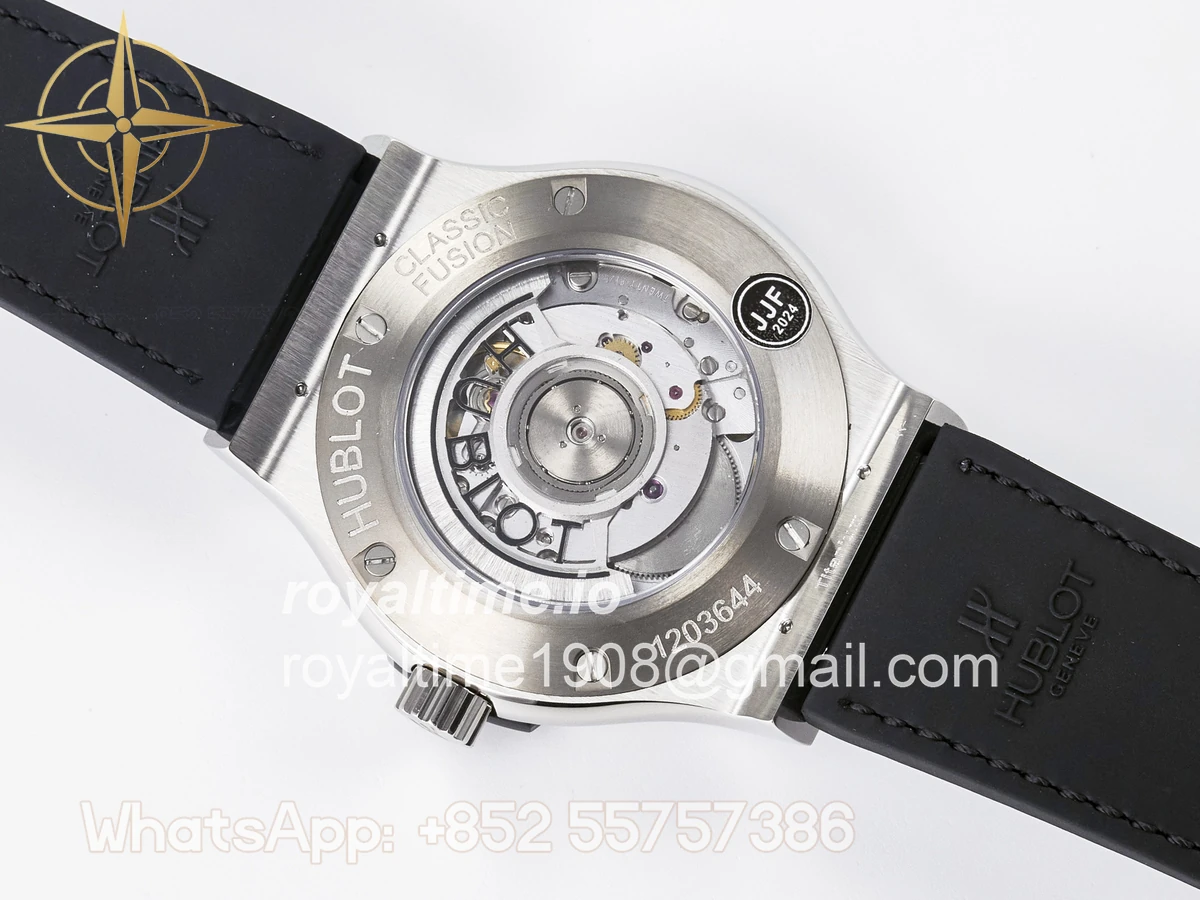 Hublot Classic Fusion 42mm SS JJF White Dial on Black Gummy Leather Strap - Image 16