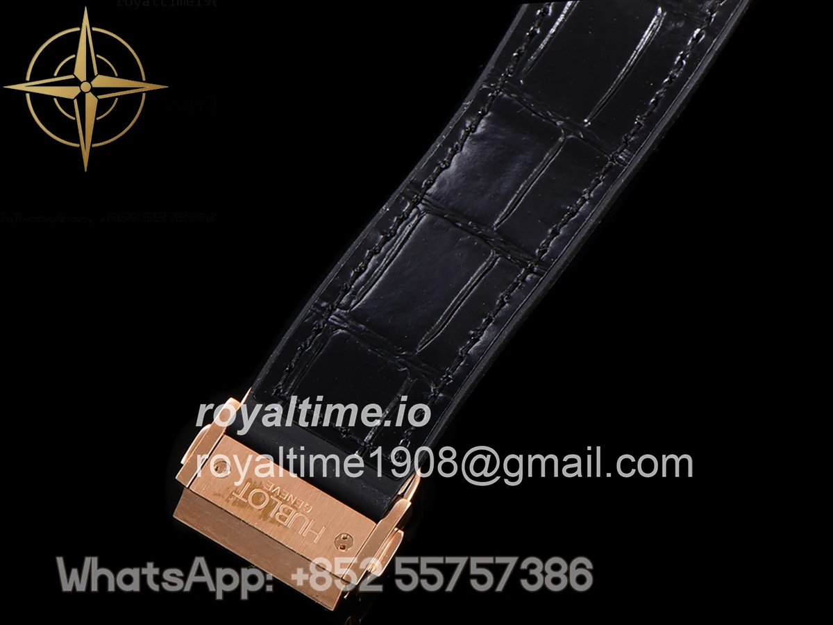 Hublot Classic Fusion Automatic 42mm Diamond Paved Dial in Rose Gold on Black Leather Strap - Image 16