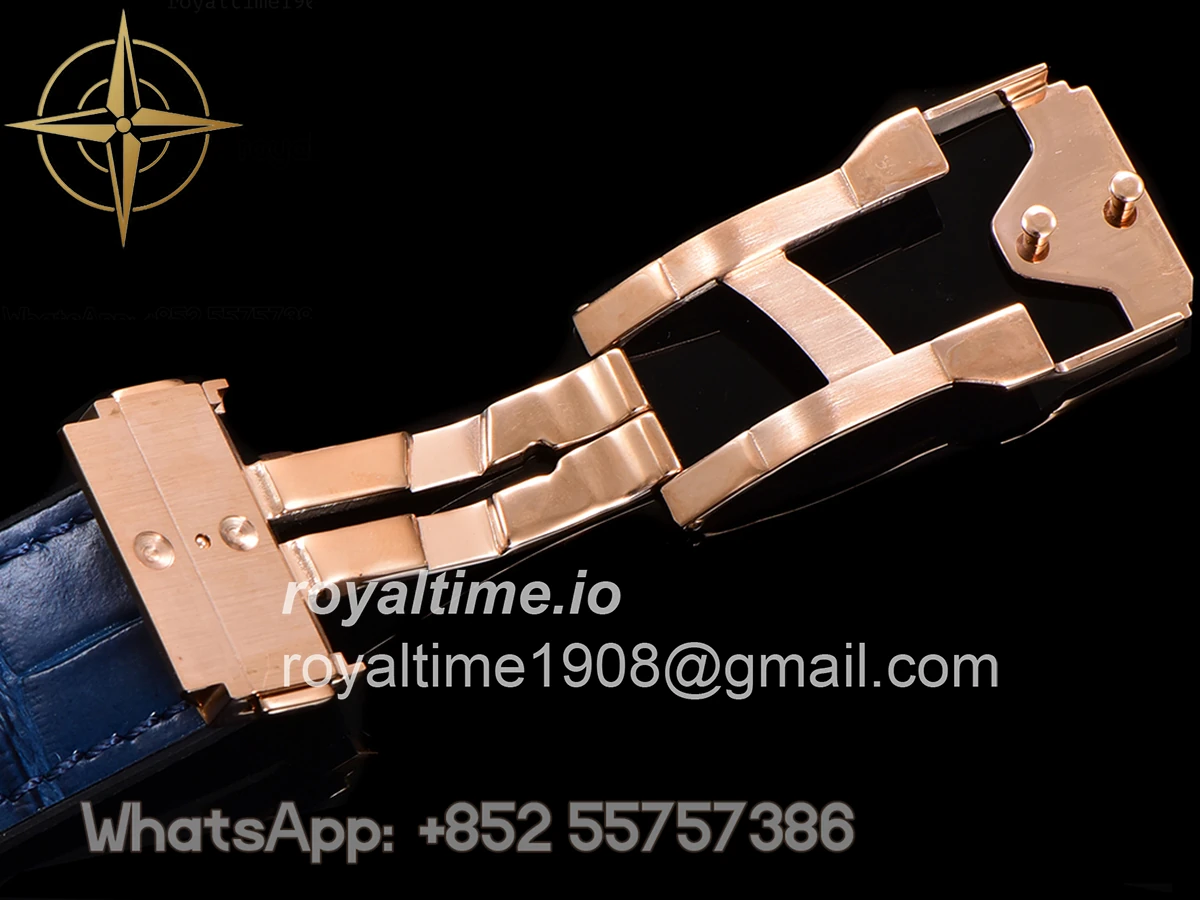 Hublot Classic Fusion Automatic 42mm Diamond Paved Dial in Rose Gold on Blue Leather Strap - Image 16