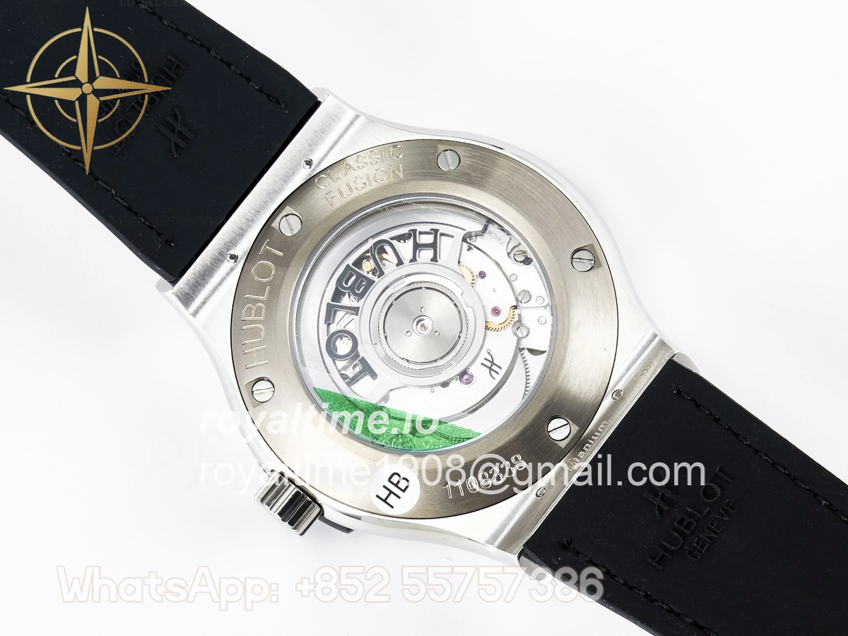 Hublot Classic Fusion Bang 42mm HBF Black Dial Diamonds Bezel on Black Leather Strap A2892 - Image 16