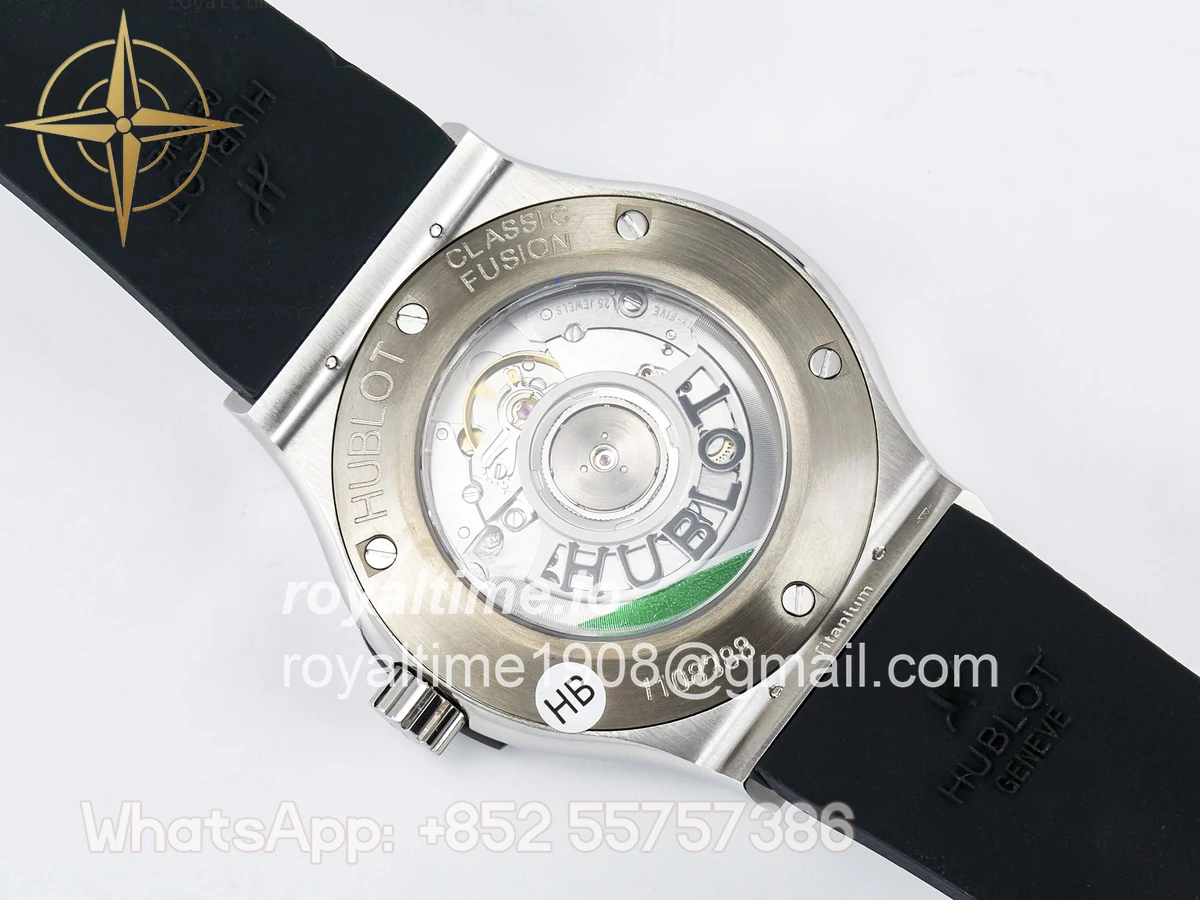 Hublot Classic Fusion Bang 42mm HBF Black Dial Diamonds Bezel on Black Rubber Strap A2892 - Image 16