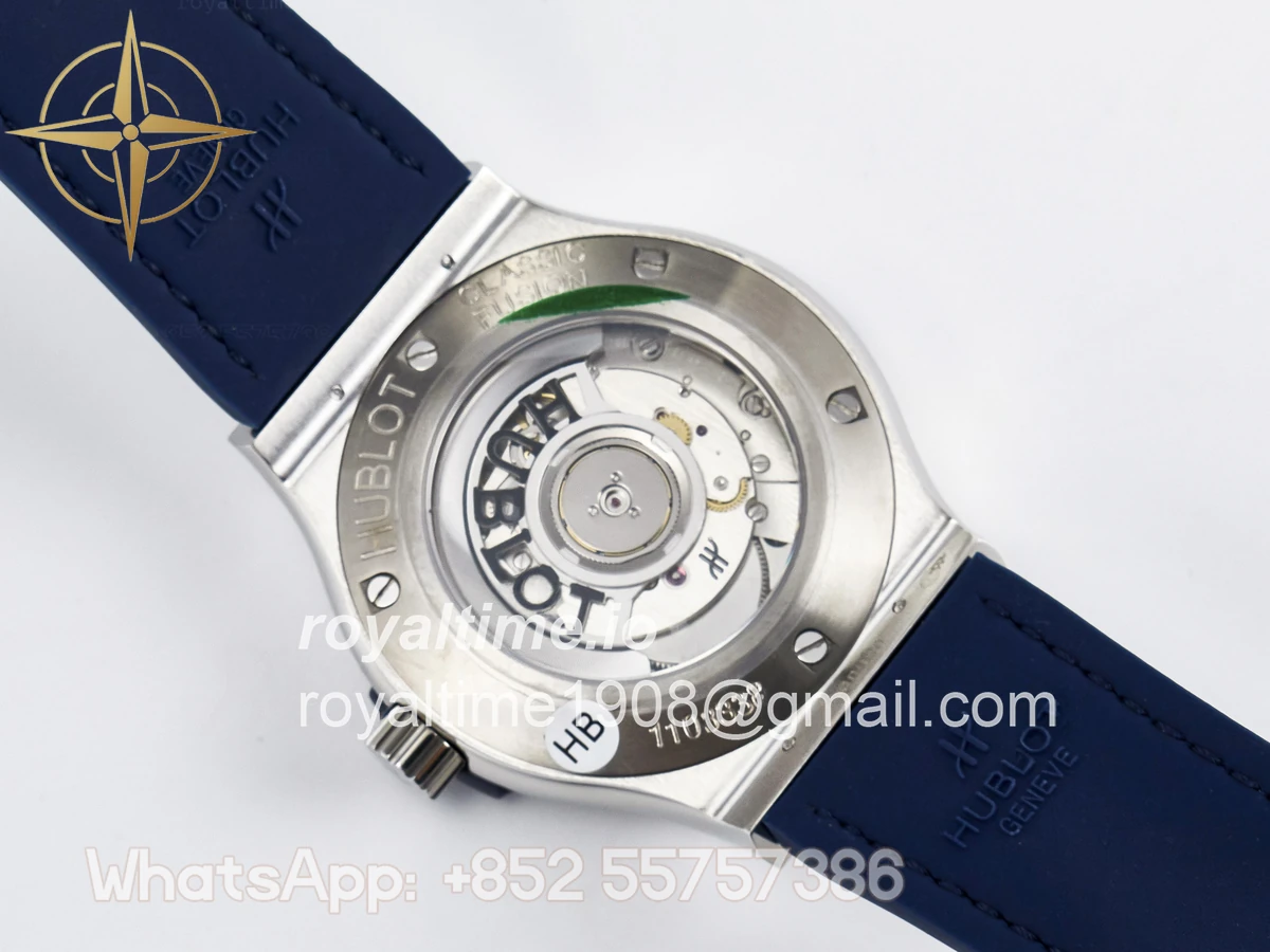 Hublot Classic Fusion Bang 42mm HBF Blue Dial on Blue Leather Strap A2892 - Image 16