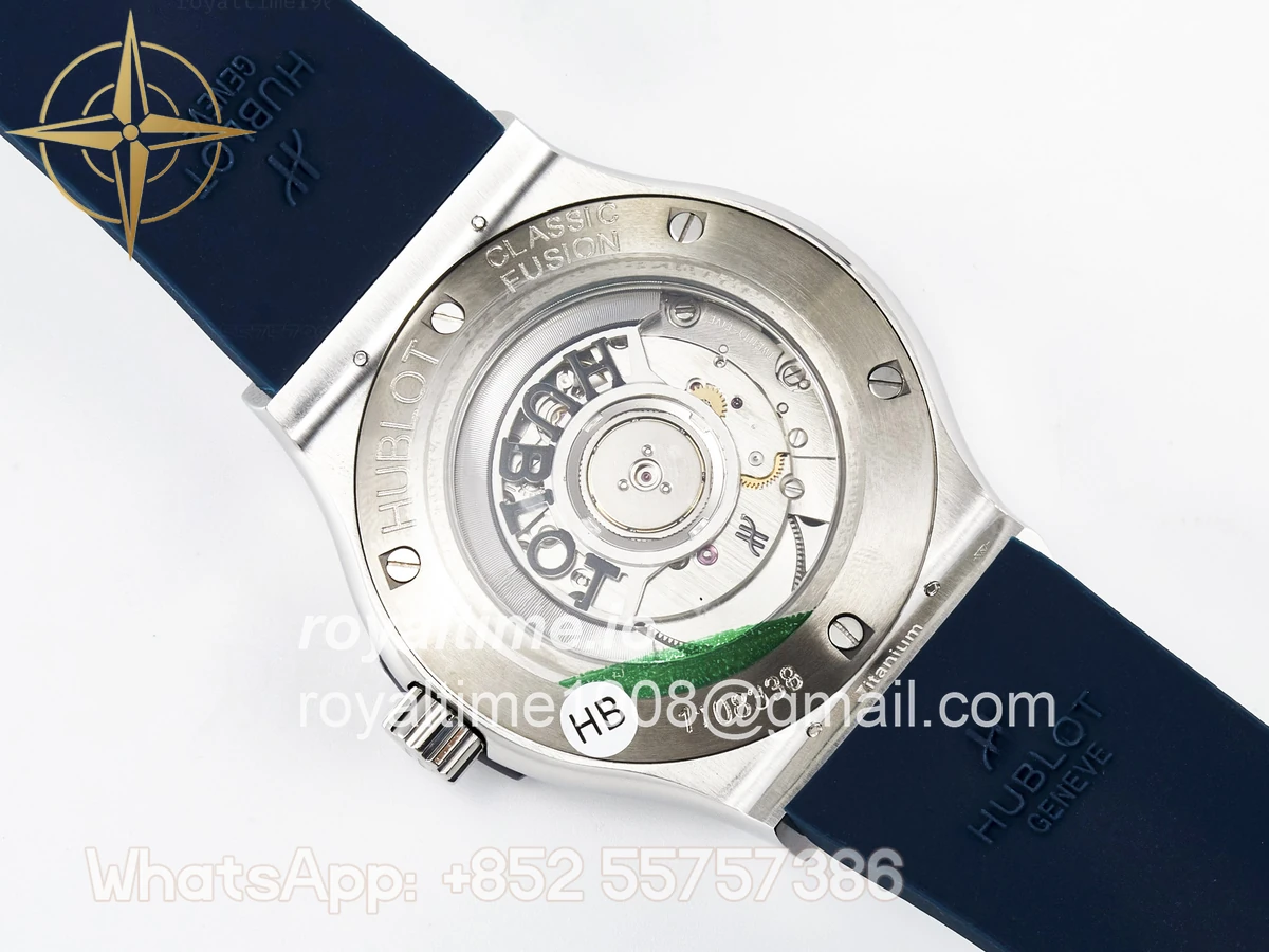 Hublot Classic Fusion Bang 42mm HBF Blue Dial on Blue Rubber Strap A2892 - Image 16