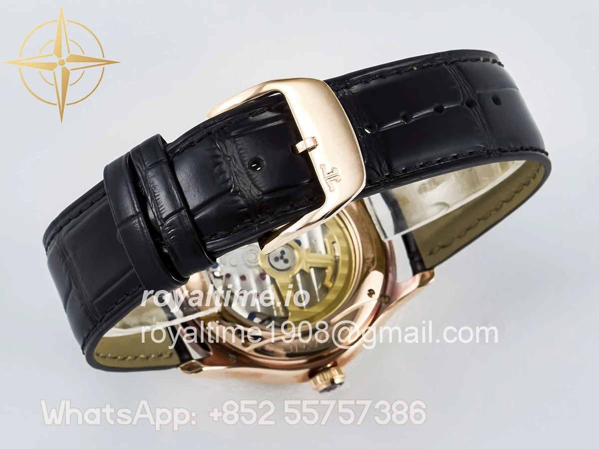 Jaeger-LeCoultre Master Ultra Thin Perpetual Calendar RG V9F White Dial Diamonds Bezel on Black Leather Strap A868 V2 - Image 16