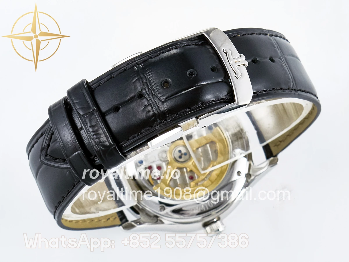 Jaeger-LeCoultre Master Ultra Thin Perpetual Calendar SS V9F White Dial Diamonds Bezel on Black Leather Strap A868 V2 - Image 16