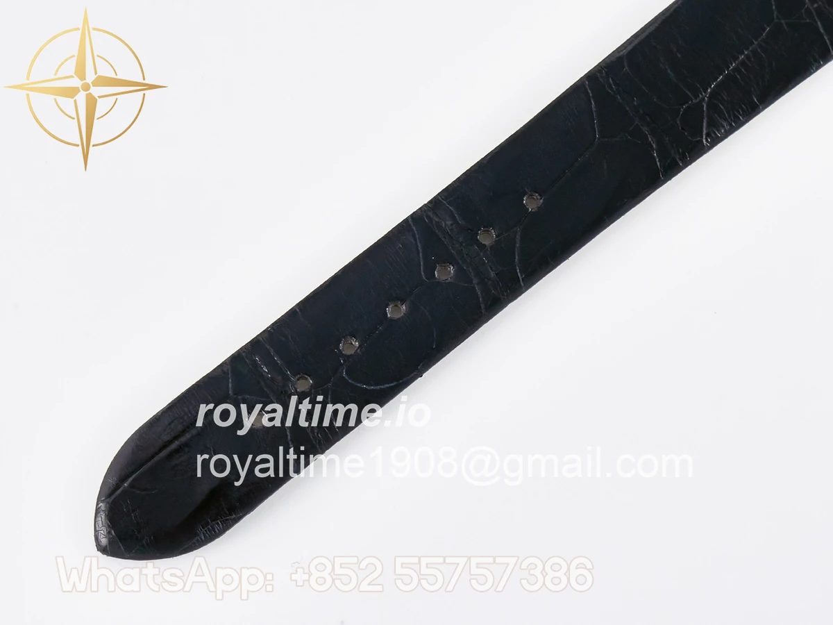 Cartier Ballon Blanc De Cartier 30mm RG DRF Silvered Texture Dial Diamonds Bezel on Black Leather Strap Ronda Quartz - Image 16