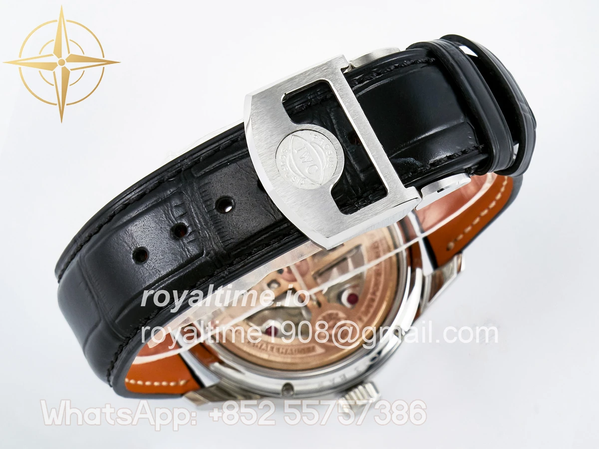 IWC IW5034 Portugieser Perpetual Calendar SS V9F White Dial on Black Leather Strap A52610 - Image 16