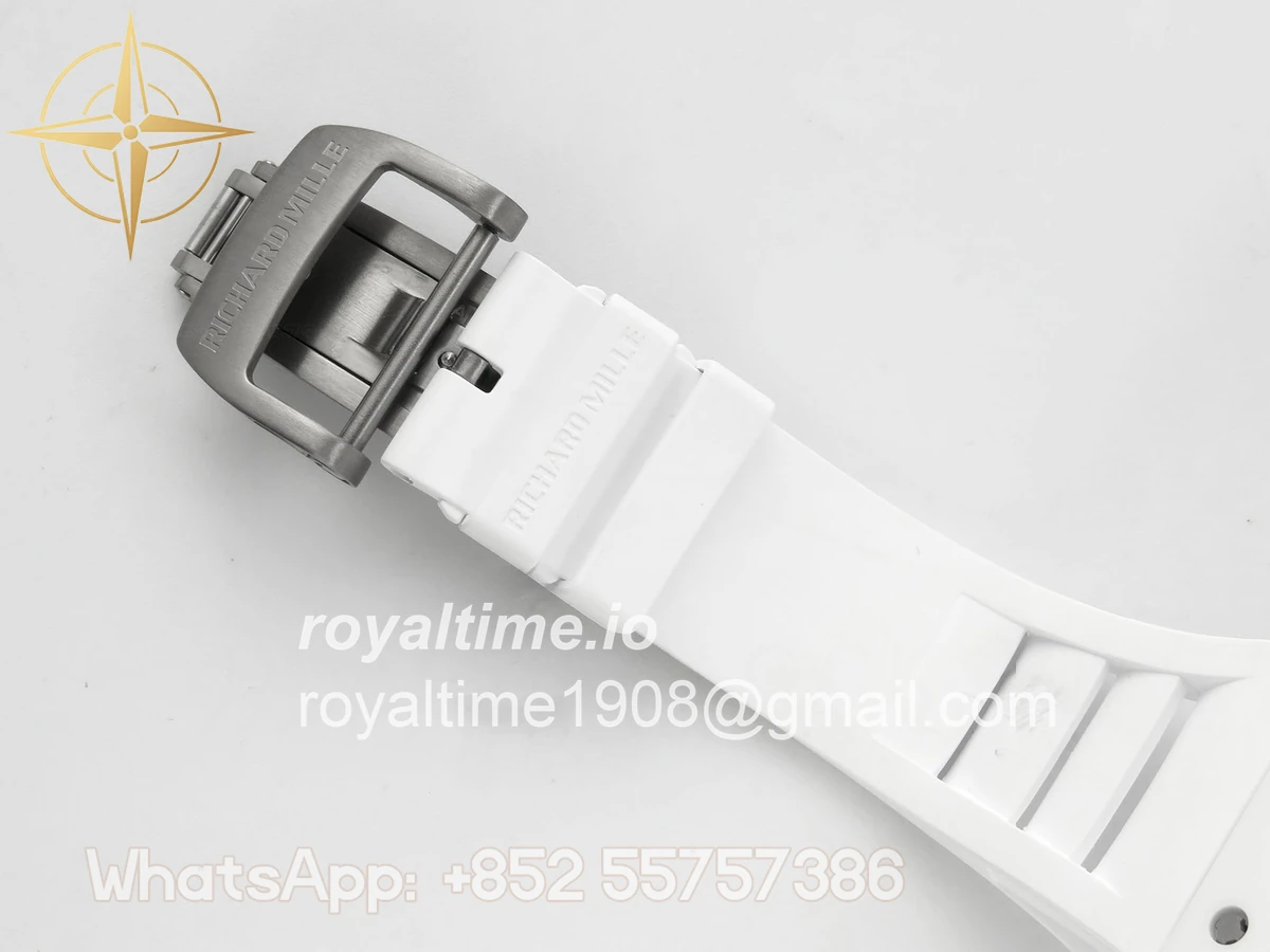 Richard Mille Custom RM055 Black Ceramic ZGF White Inner Bezel on White Rubber Strap Vaucher Manufacture Fleurier Movement (Free Sprung) - Image 16