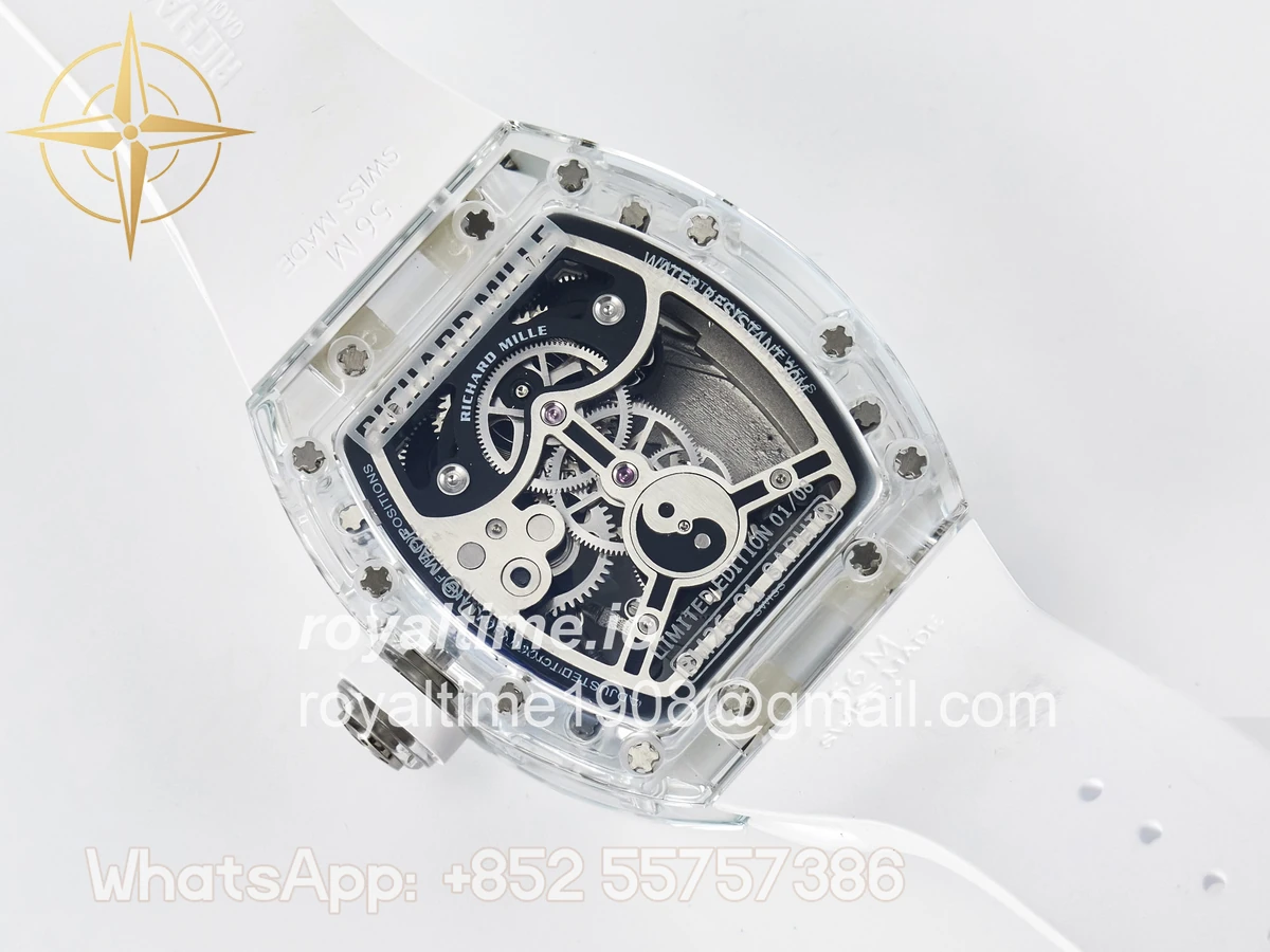 Richard Mille RM026 Transparent Tourbillon RMF Panda Skeleton Dial on Translucent Rubber Strap - Image 16