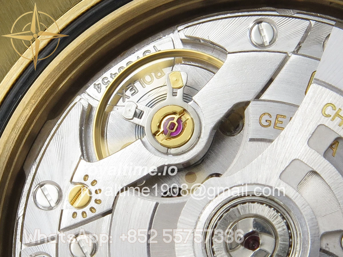 Rolex DayDate 40 YG QF 904L Steel Black Crystal Dial on President Bracelet VR3255 V8 (Gain Weight) - Image 17