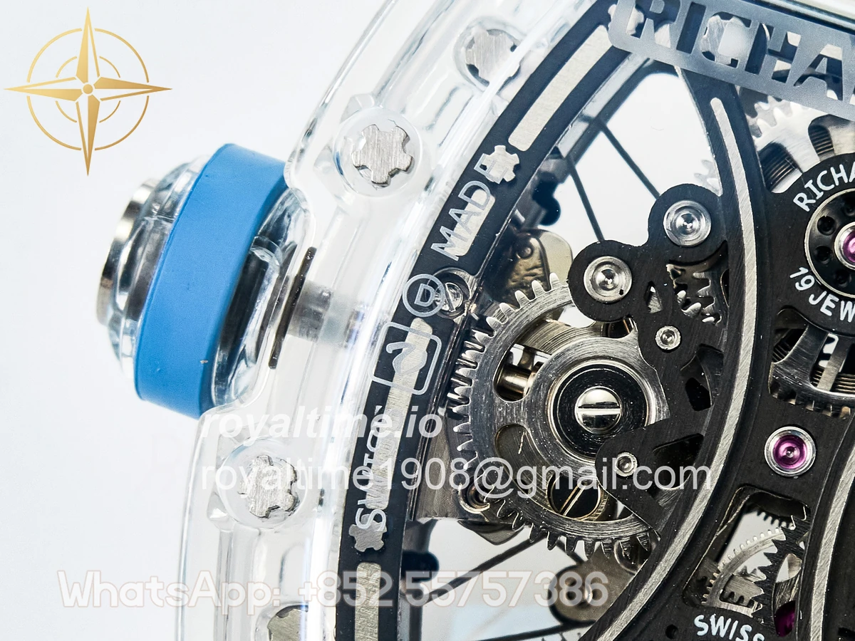 Richard Mille RM53-02 Transparent Tourbillon RMF Skeleton Dial on Blue Rubber Strap - Image 17