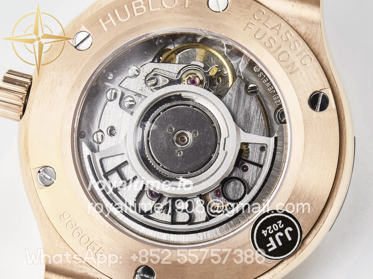 Hublot Classic Fusion 38mm RG JJF White Dial on Black Gummy Leather Strap - Image 17