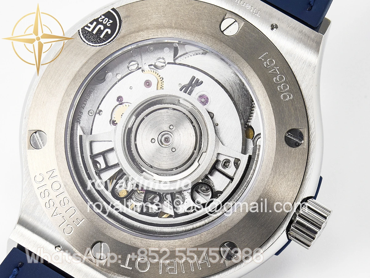 Hublot Classic Fusion 38mm SS JJF Blue Dial on Blue Gummy Leather Strap - Image 17