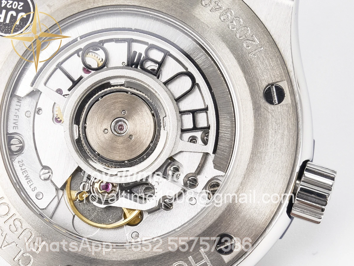 Hublot Classic Fusion 42mm SS JJF Blue Dial on Blue Gummy Leather Strap - Image 17