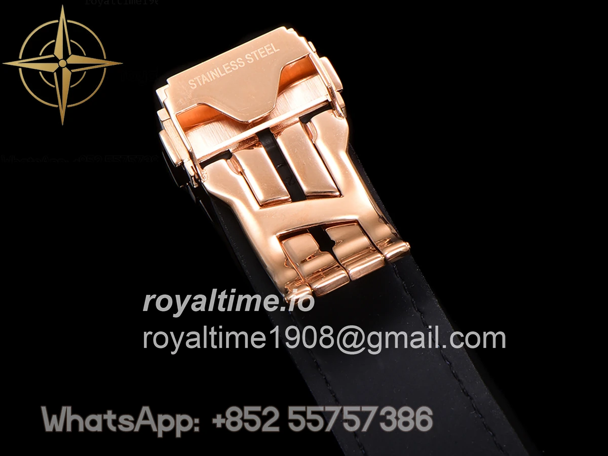 Hublot Classic Fusion Automatic 42mm Diamond Paved Dial in Rose Gold on Blue Leather Strap - Image 17