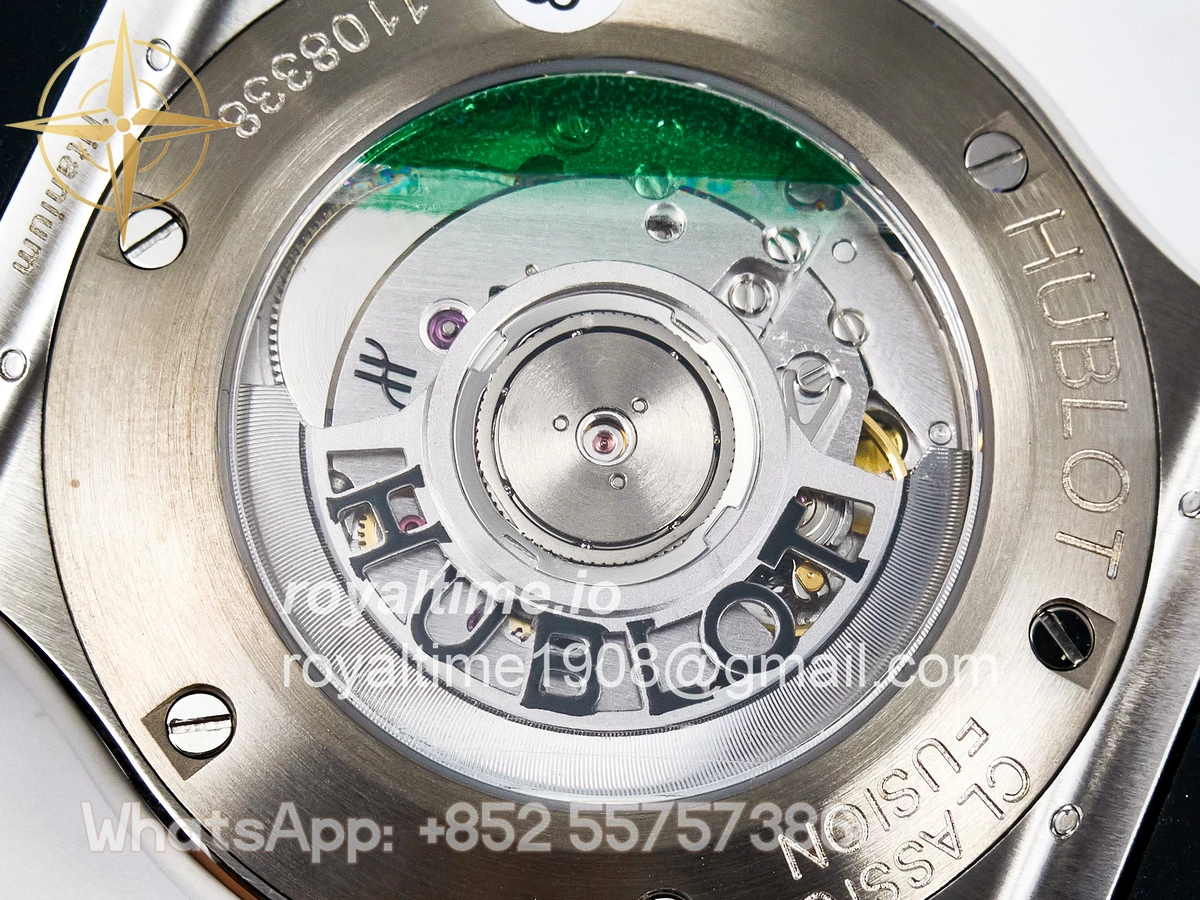 Hublot Classic Fusion Bang 42mm HBF Black Dial Diamonds Bezel on Black Leather Strap A2892 - Image 17