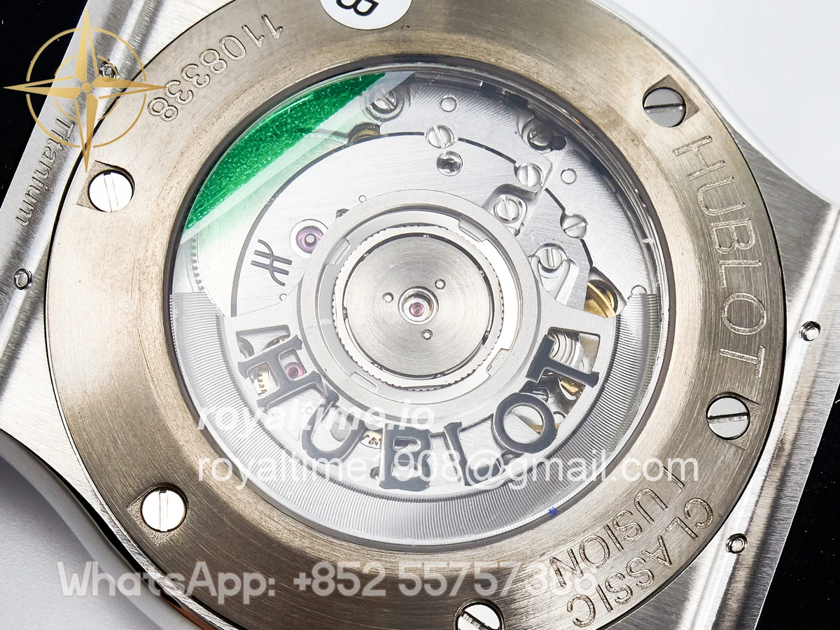 Hublot Classic Fusion Bang 42mm HBF Black Dial Diamonds Bezel on Black Rubber Strap A2892 - Image 17