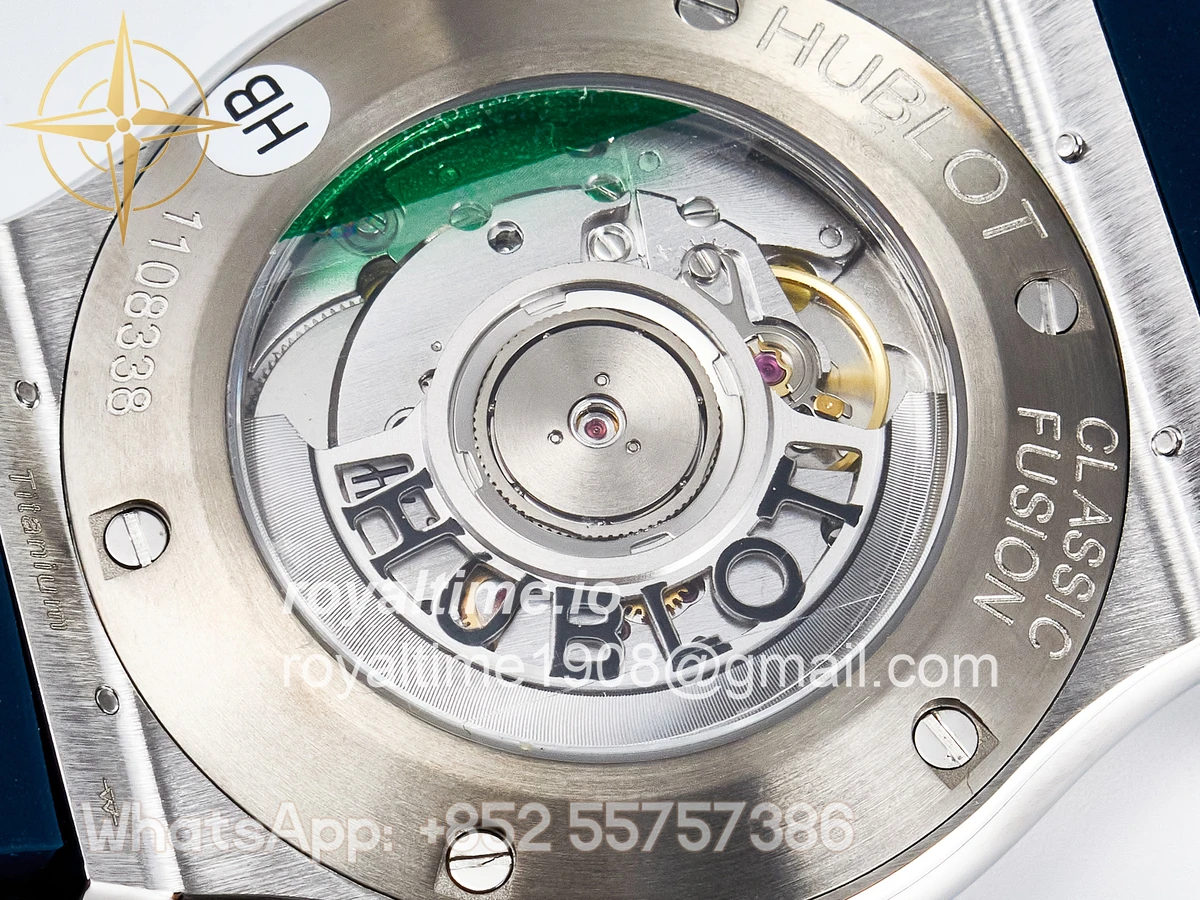 Hublot Classic Fusion Bang 42mm HBF Blue Dial Diamonds Bezel on Blue Rubber Strap A2892 - Image 17