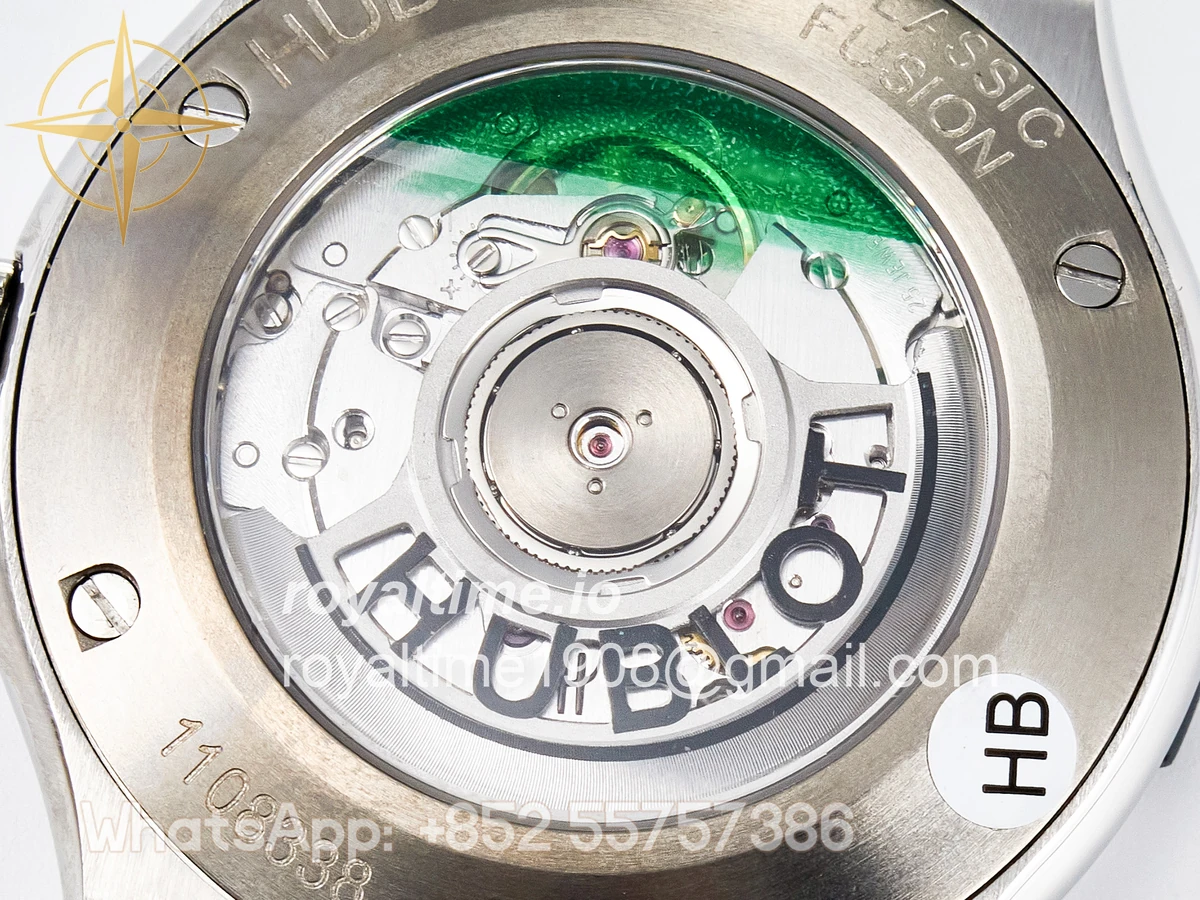 Hublot Classic Fusion Bang 42mm HBF Green Dial Diamonds Bezel on Green Rubber Strap A2892 - Image 17