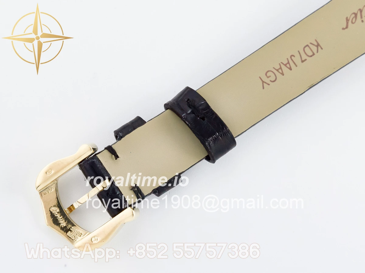 Cartier Baignoire De Cartier YG DRF Silver Dial on Black Leather Strap Swiss Quartz - Image 17