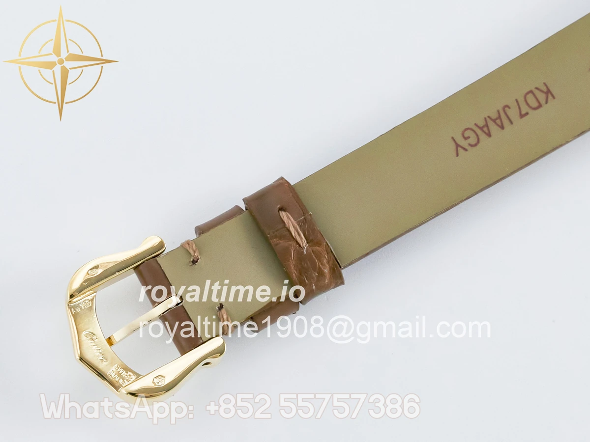 Cartier Baignoire De Cartier YG DRF Silver Dial on Brown Leather Strap Swiss Quartz - Image 17