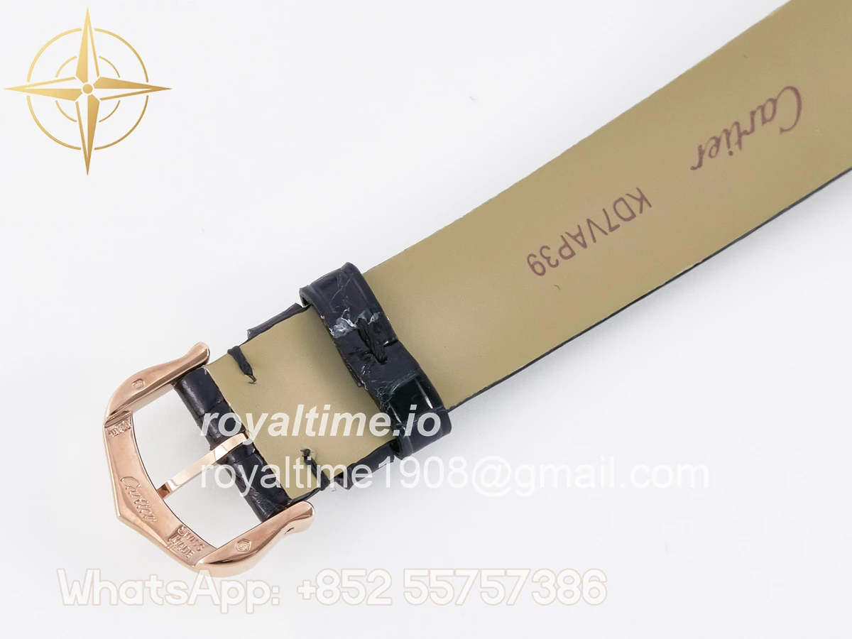 Cartier Ballon Blanc De Cartier 30mm RG DRF Silvered Texture Dial on Black Leather Strap Ronda Quartz - Image 17