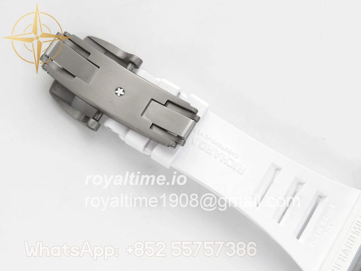 Richard Mille Custom RM055 Black Ceramic ZGF White Inner Bezel on White Rubber Strap Vaucher Manufacture Fleurier Movement (Free Sprung) - Image 17