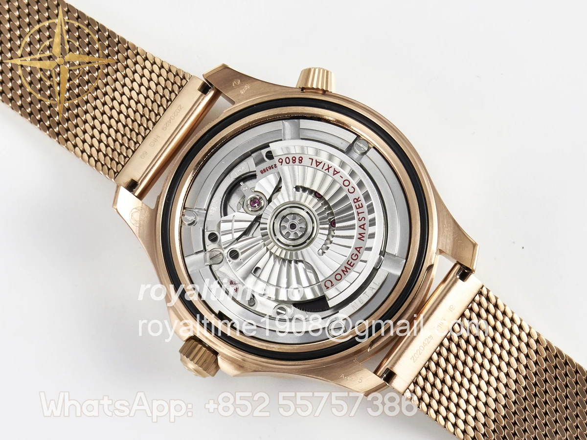 Omega Seamaster 300M Diver Rose Gold VSF Black Dial on Mesh Bracelet A8806 - Image 17