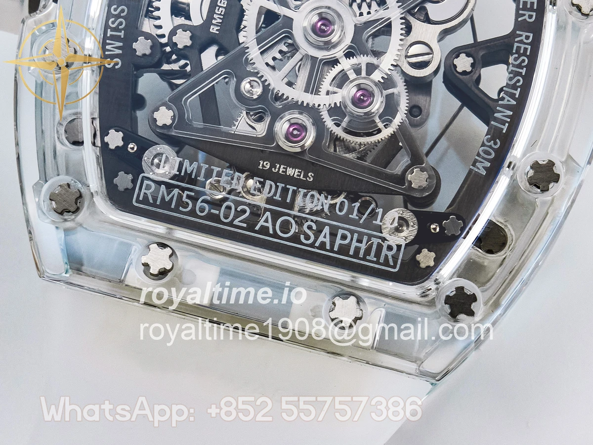 Richard Mille RM56-02 Transparent Tourbillon RMF Skeleton White Dial on Transparent Rubber Strap - Image 18
