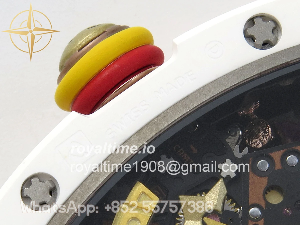 Richard Mille RM88 Tourbillon Smiley White Ceramic RMF on White Rubber Strap - Image 18