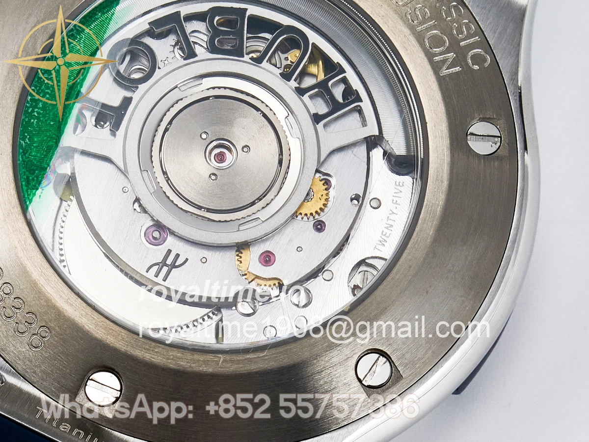 Hublot Classic Fusion Bang 42mm HBF Blue Dial Diamonds Bezel on Blue Rubber Strap A2892 - Image 18